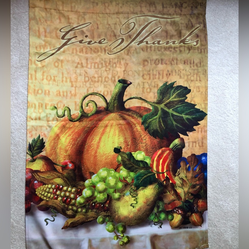 🍂NEW Toland Give Thanks Thanksgiving Artists Bart & Marilyn Wolf Flag